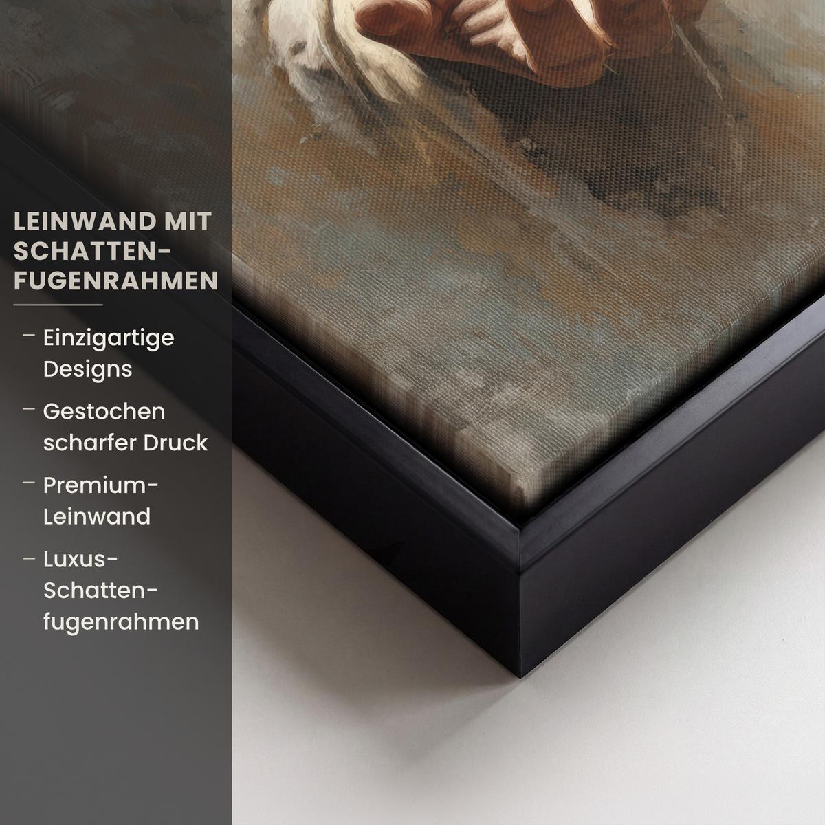 LEINWAND Bilder mit Rahmen - Abstrakt - Kreuz - Hand - Christentum - 20x20 - Hellbraun, Textil (20/20cm) - MuchoWow