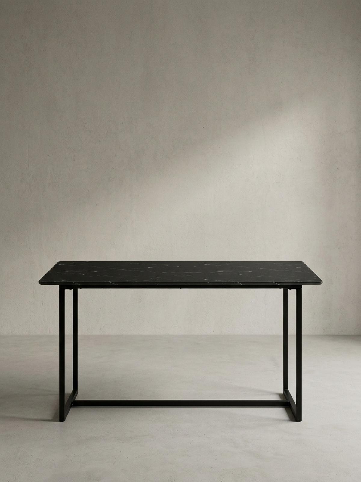 ESSTISCH Marmoroptik Metall Rechteckig Modern Klein, Schwarz 120x60x76 cm - Schwarz, Holzwerkstoff/Metall (60/120/76cm) - KADIMA DESIGN