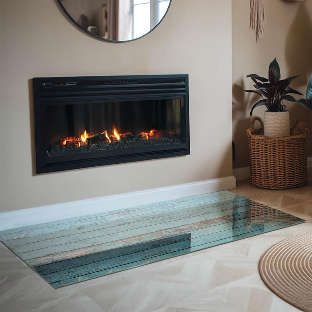 GLASPLATTE für Kamin 140x70 cm - Türkis, Glas (140/70/0.4cm) - TULUP