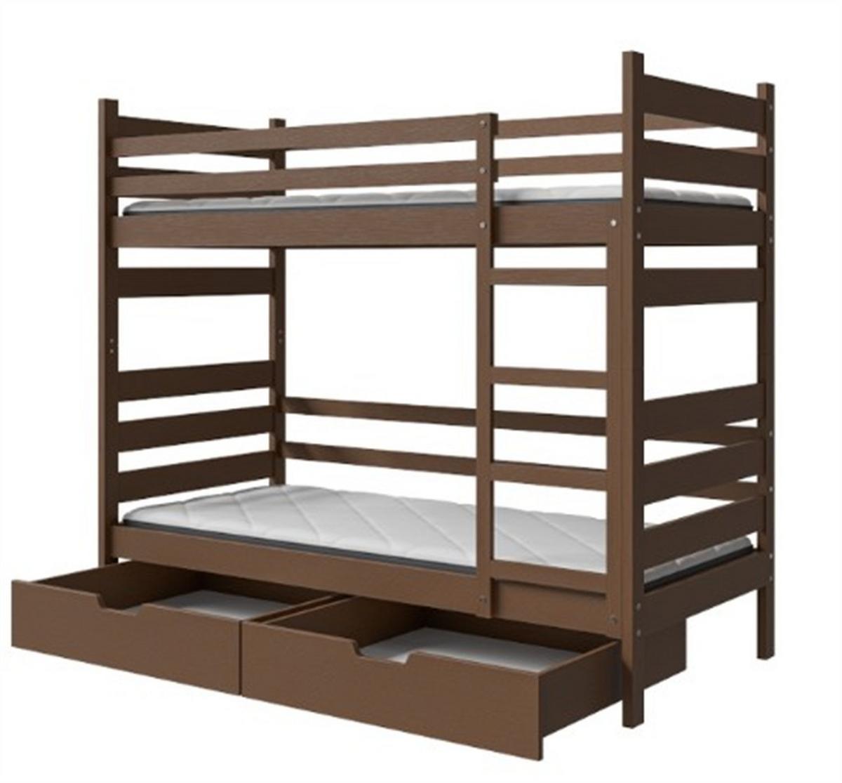 ETAGENBETT DRAKO mit Bettkasten 80x190 cm Nussbaum - Nussbaumfarben, Holz (80/190cm) - MASSENO
