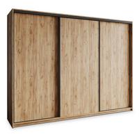 SCHWEBETÜRENSCHRANK NISSE 250/205/60 cm 3-türig mit Schubladen Craft Eiche Gold - Schwarz/Orange, Holzwerkstoff (250/205/60cm) - MASSENO