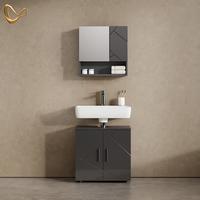 BADMÖBEL-SET Ronco Anthrazit Hochglanz 2 Teile, Unterschrank 60 cm - Schwarz Hochglanz, Holzwerkstoff (60/81/30cm) - Livinity®