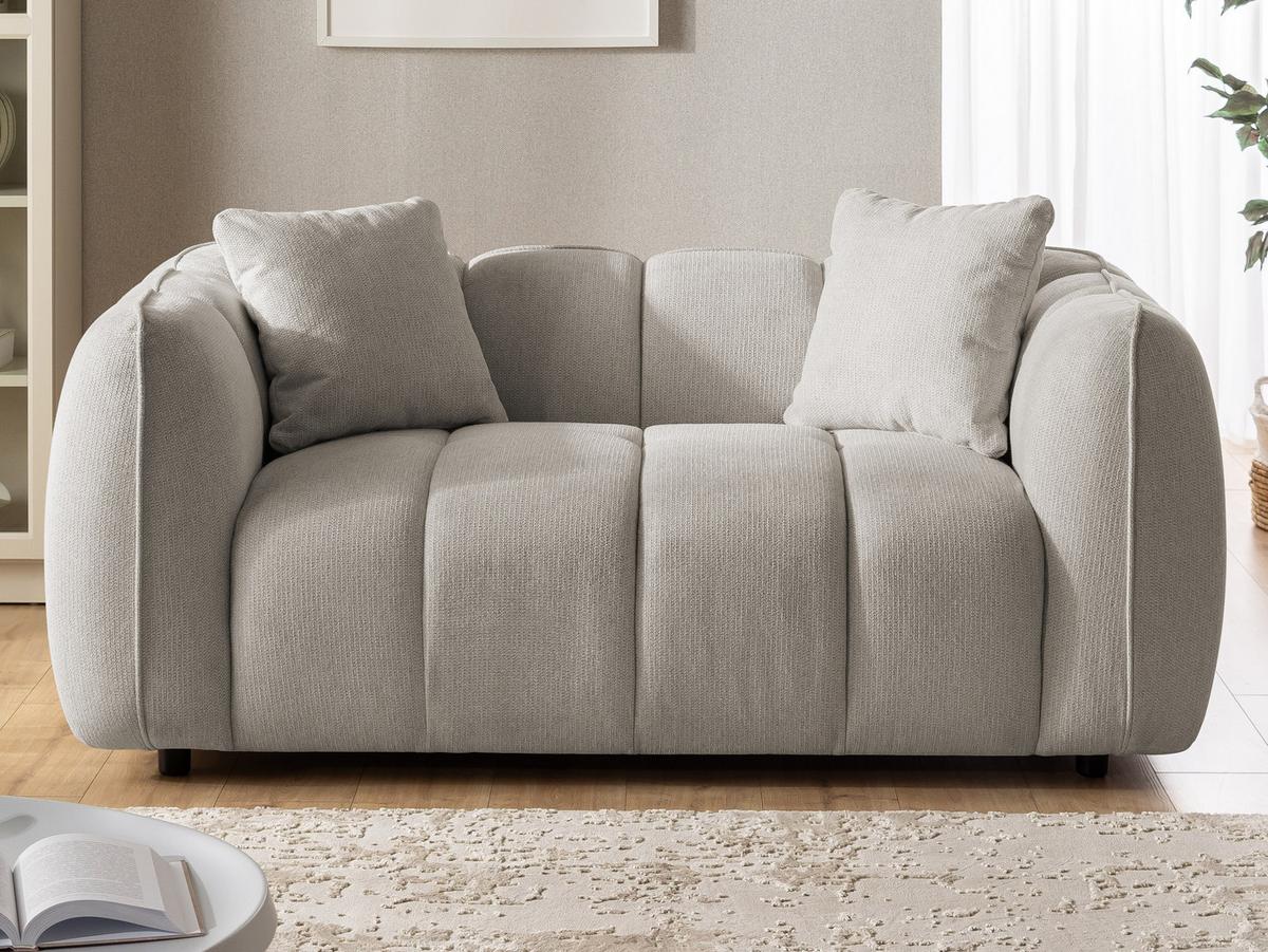 2-SITZER SOFA Nubira in tief gesteppter Bubble-Optik aus weichem Taupe Strukturstoff im modernen Design - Taupe/Schwarz, Holz/Kunststoff (172/69/89cm) - S-Style Möbel