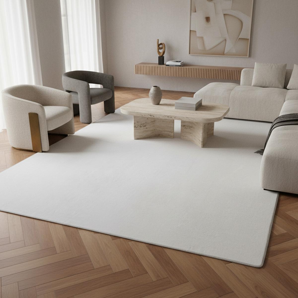 KURZFLORTEPPICH Waschbar ISAR, einfarbig, aus Polyester, Weiß, 80 x 150 cm - Weiß, Textil (150/80cm) - KADIMA DESIGN