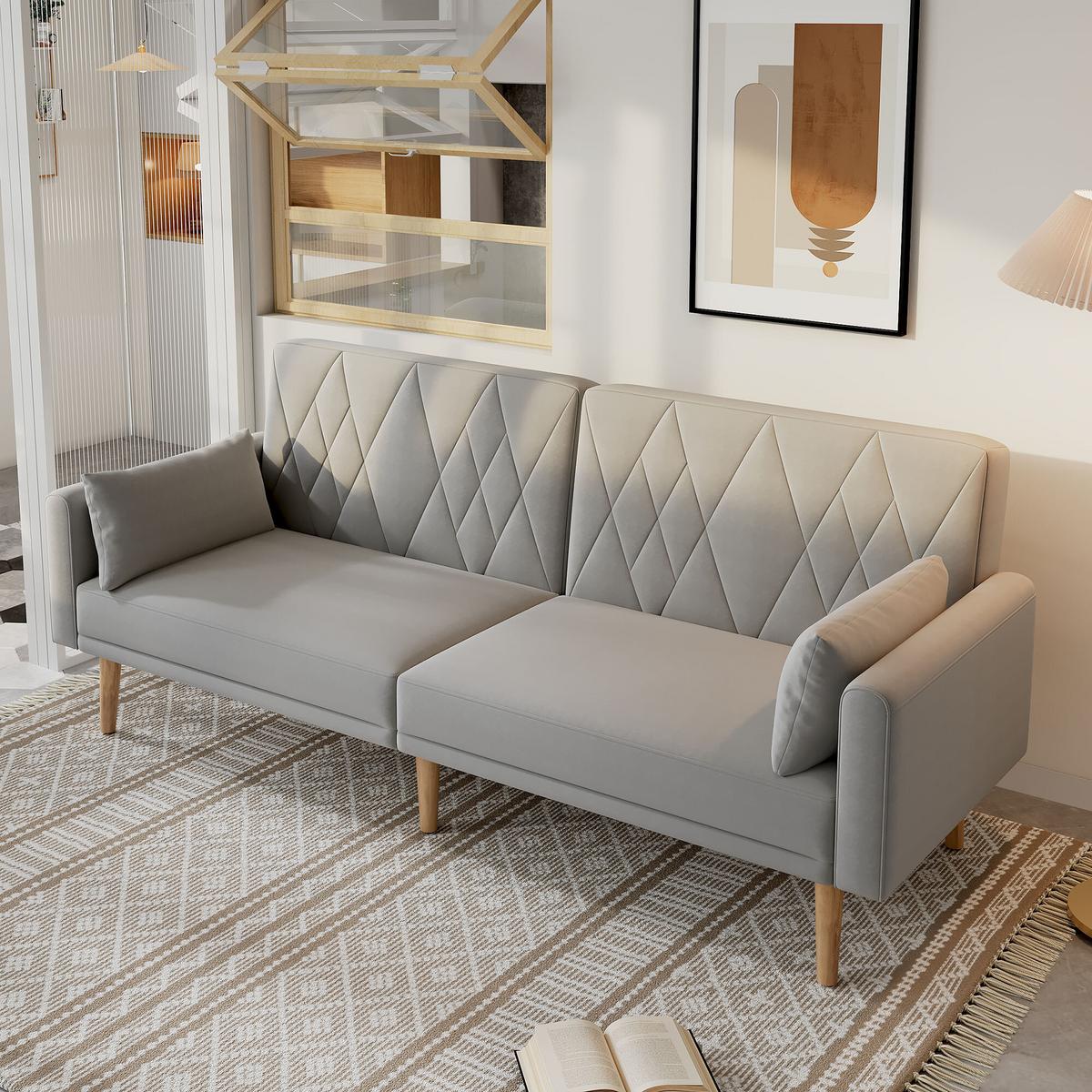 SCHLAFSOFA mit verstellbaren Rückenlehnen und Armlehnen - Grau, Holzwerkstoff/Textil (75/82/180cm) - Urban Meuble