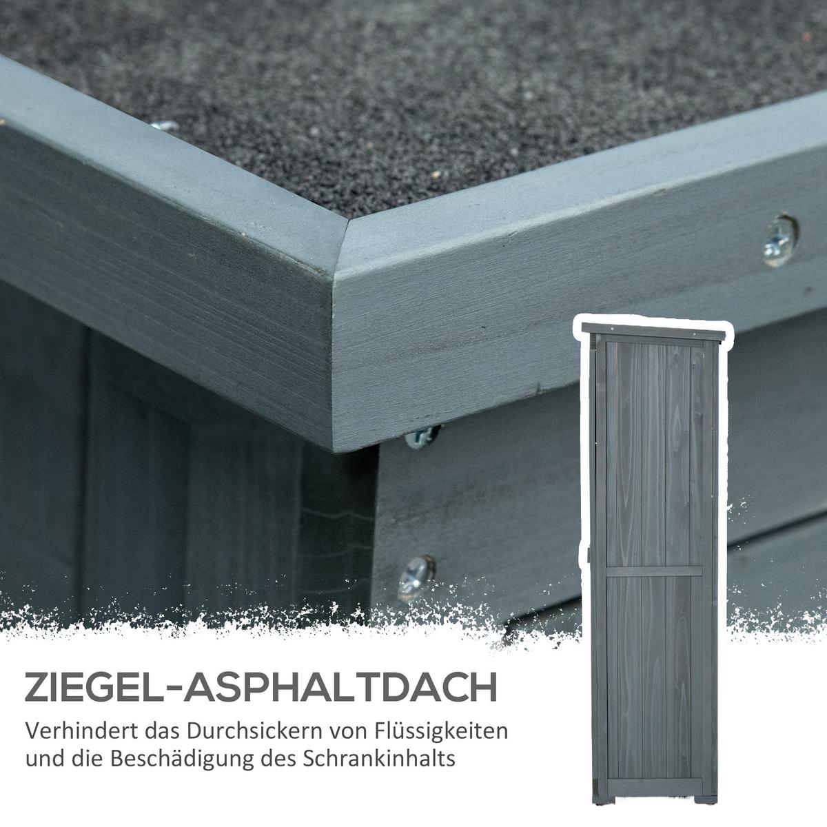 GARTENSCHRANK, Holz Gerätehaus, Geräteschuppen, Geräteschrank, Pultdach, Grau - Grau, Holz (46.5/160/87cm) - Outsunny