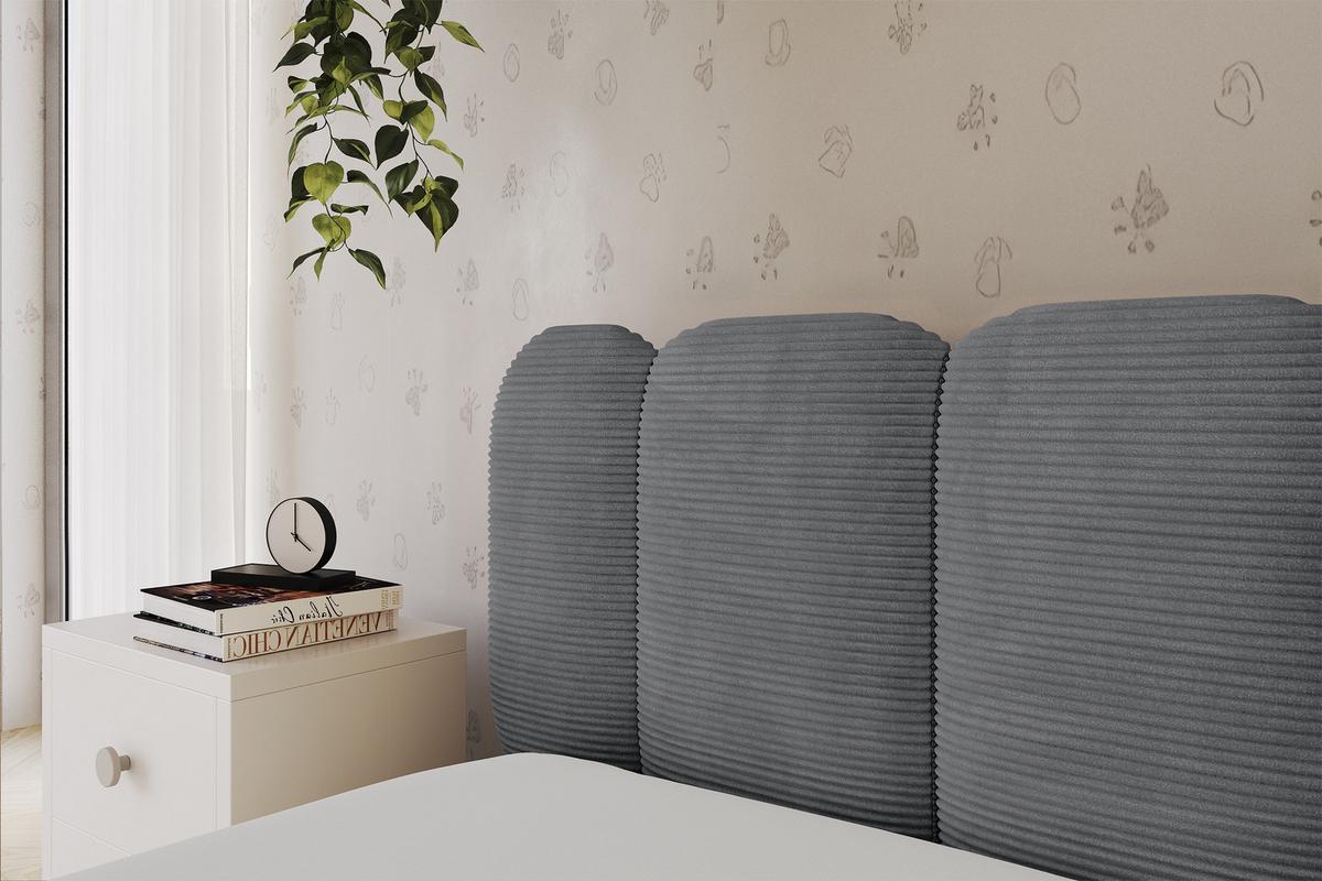 EINZELLBETT Jugendbett mit Bettkasten, Rechts - AVRY 80x200 Dunkelgrau - Schieferfarben, Holzwerkstoff/Textil (80/200cm) - ALTDECOR