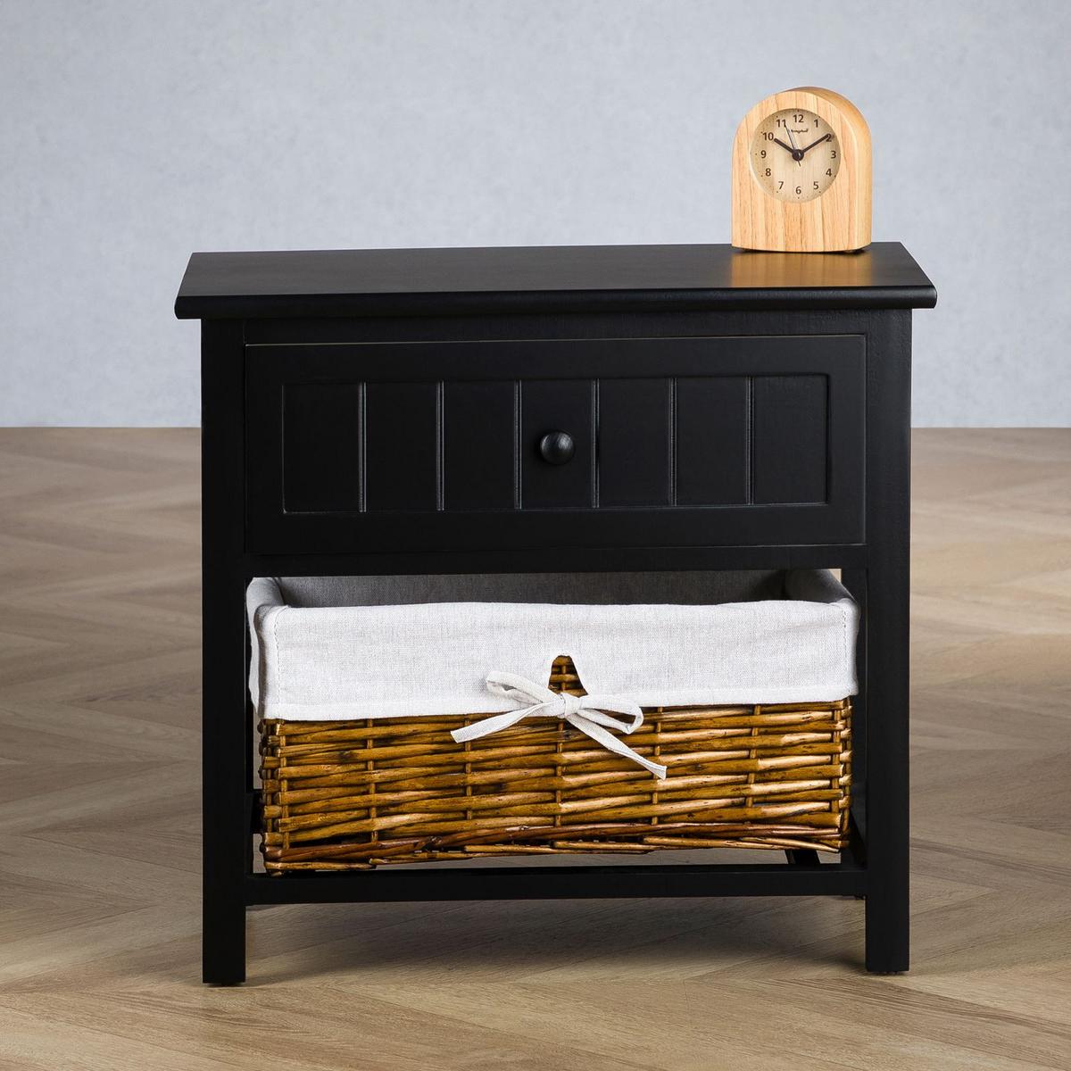 NACHTTISCH AKURE schwarz - Schwarz, Holz (50/46/31cm) - IDIMEX