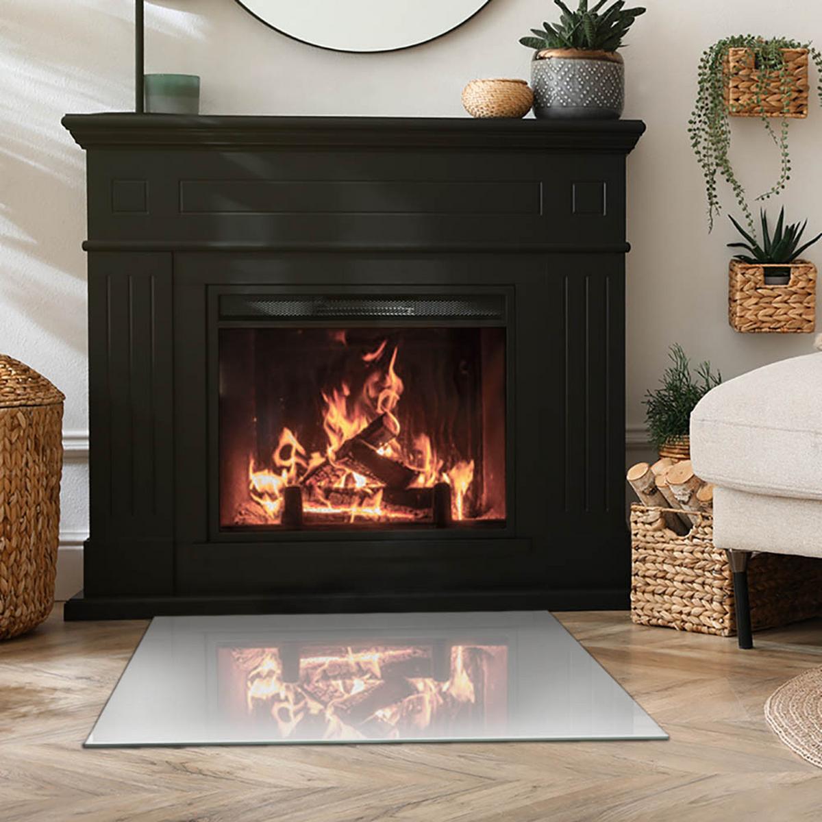 GLASPLATTE für Kamin 80x60 cm - Grau, Glas (80/60/0.4cm) - TULUP