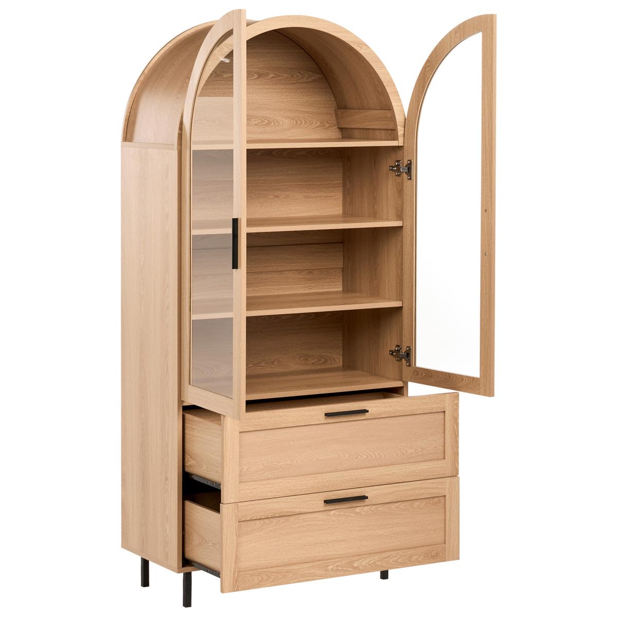 VITRINE mit Glastüren 80 cm Hellbraun Lachine - Hellbraun/Braun, Holzwerkstoff (80/175/40cm) - Beliani