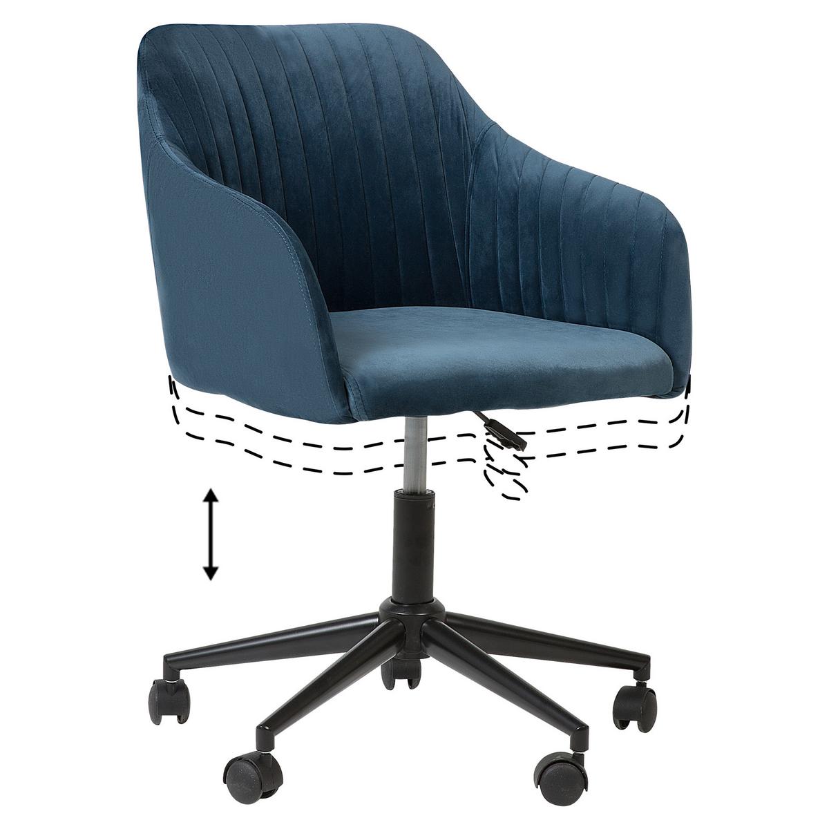 BÜRODREHSTUHL Polyester Blau Venice - Blau/Schwarz, Kunststoff/Textil (46/79/64cm) - Beliani