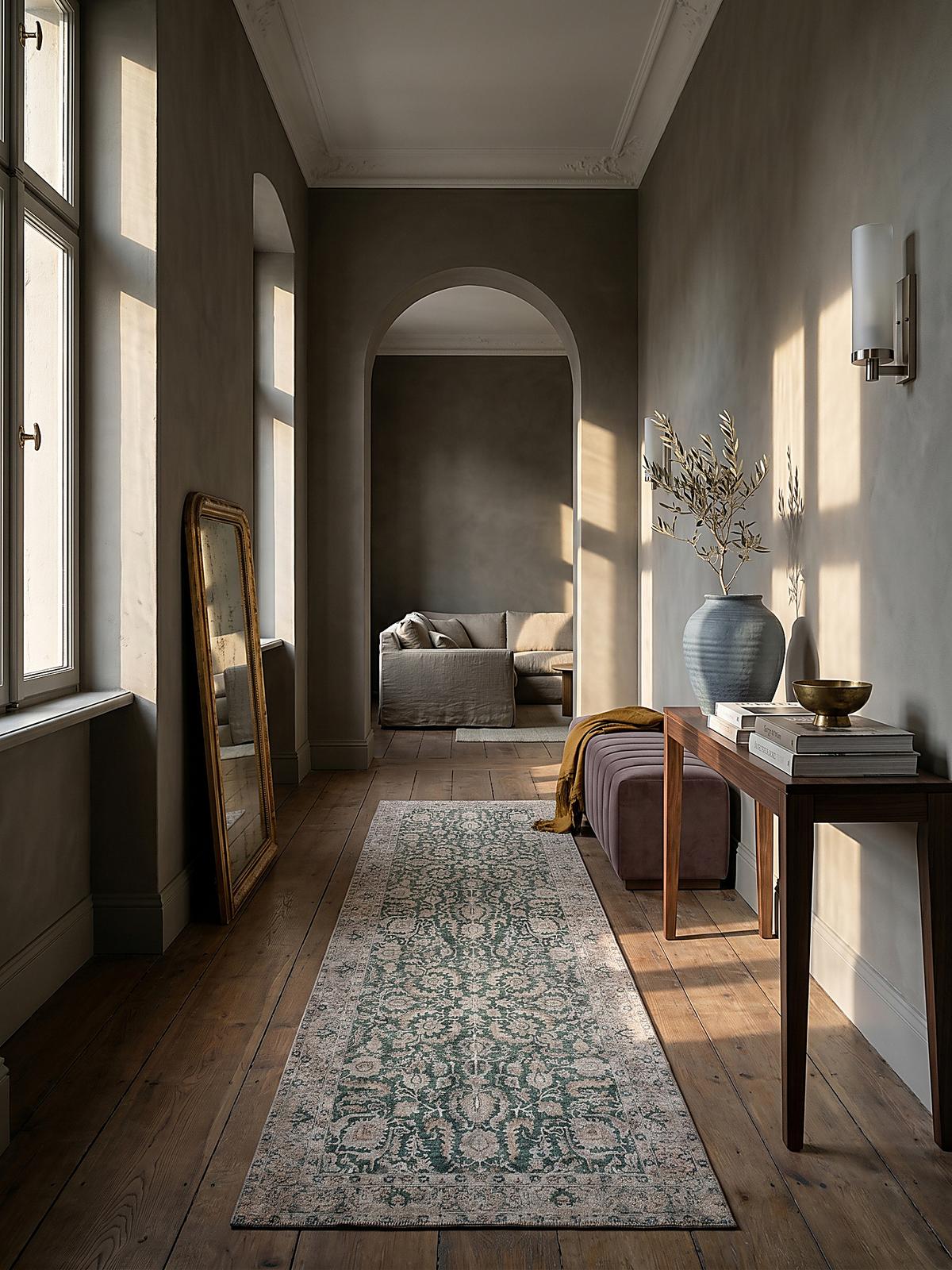 TEPPICH Waschbar HURST, orientalisch, Grün, 60 x 230 cm - Grün, Textil (230/60cm) - KADIMA DESIGN