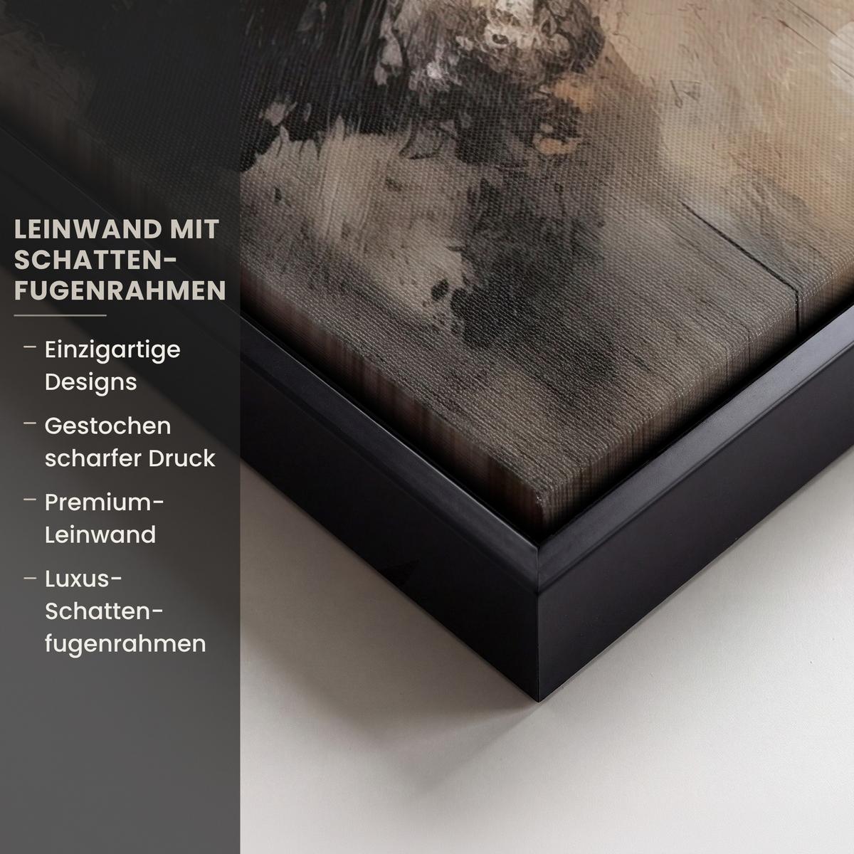 LEINWAND Bilder mit Rahmen - Farbe - Abstrakt - Beige - Kunst - 50x70 - Greige, Textil (50/70cm) - MuchoWow