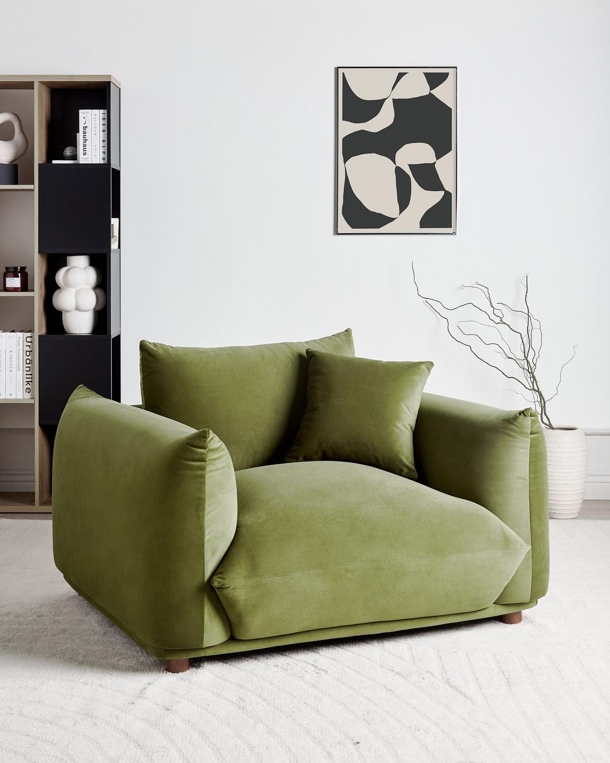 SESSEL Samtstoff Grün Luvos - Braun/Grün, Textil (120/74/108cm) - Beliani