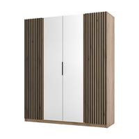 DREHTÜRENSCHRANK CAGLIARI 200/239/61,9cm 4-türig mit Spiegel Goldfarben - Goldfarben, Holzwerkstoff (200/239/61.9cm) - MASSENO