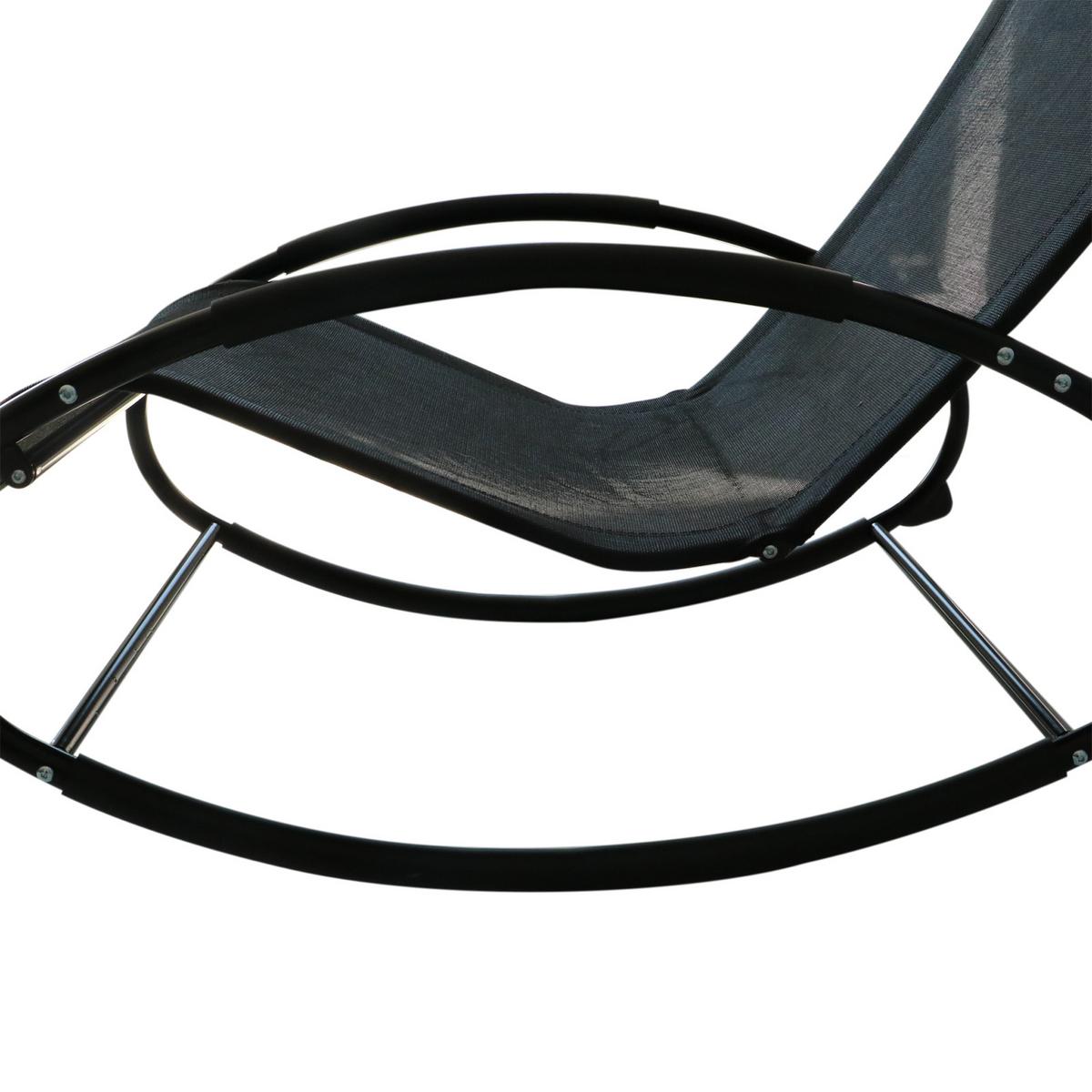 SCHAUKELLIEGE mit Kopfkissen, Texteline + Metall, 105 x 62 x 88 cm, Schwarz - Schwarz, Metall (62/88/105cm) - Outsunny