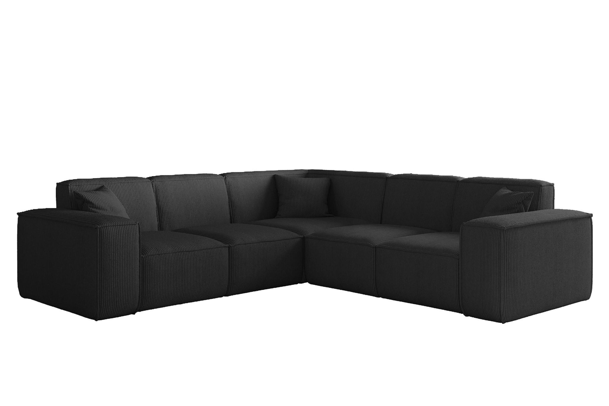 SOFA Celes Premium Stoff Scala - Schwarz, Holzwerkstoff/Textil (246/246cm) - Fun Möbel