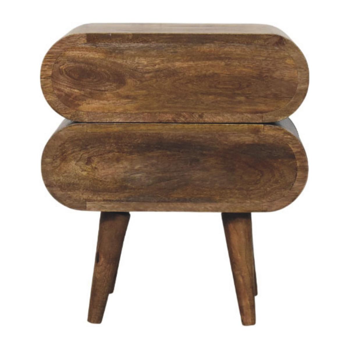 BETTSCHENKEL Schlank, 2 Schubladen in Braun - Dunkelbraun/Messingfarben, Holz/Metall (45/50/35cm) - Artisan Furniture