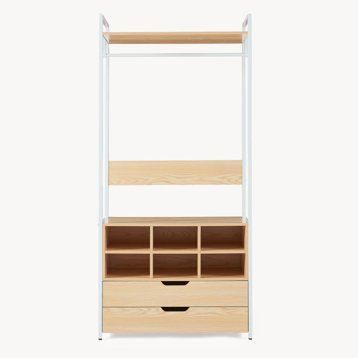 GARDEROBENSTÄNDER Larem - Eichefarben/Schwarz, Holzwerkstoff/Metall (84/180/40cm) - [en.casa]