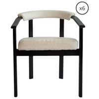 ESSZIMMERSTUHL KIRO 6er Set in Weiß Boucle mit schwarzen Buchenholzbeinen 56/55/73 cm - Schwarz/Weiß, Holz/Textil (58/72/47cm) - WFL GROUP