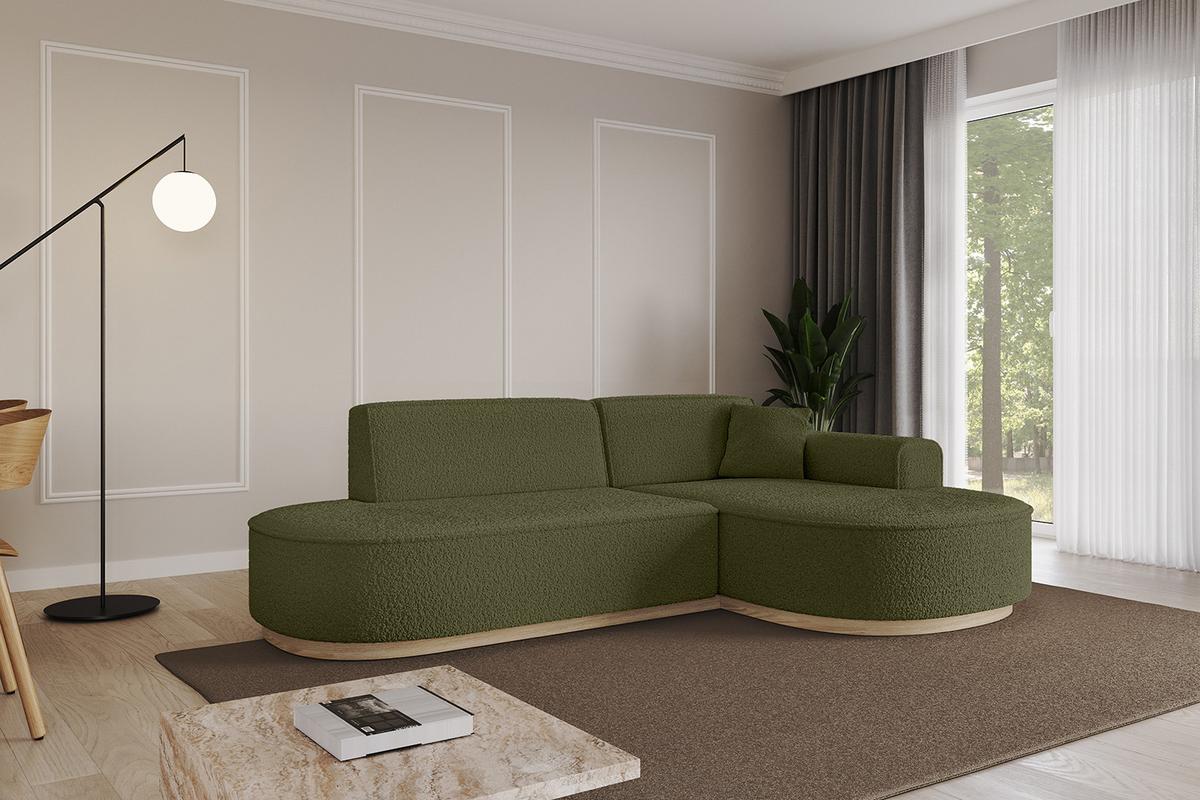 ECKSOFA Ottomane Rechts MARI-L1-v1 - 243x171x83 cm Grün Bouclé - Grün, Holzwerkstoff/Textil (171/243cm) - ALTDECOR