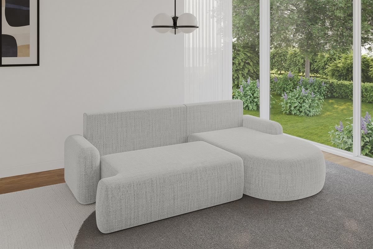ECKSOFA mit Schlaffunktion und Bettkasten LIRA-L - 264x172x89 Hellgrau - Hellgrau, Holzwerkstoff/Textil (172/264cm) - ALTDECOR