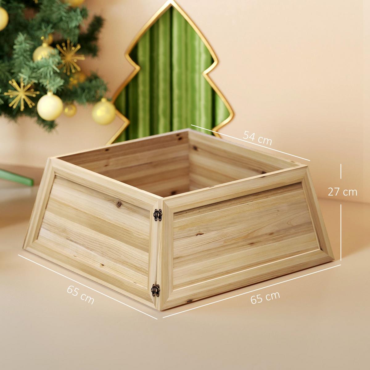 WEIHNACHTSBAUMROCK 65 x 65 cm Weihnachtsbaum Kragen aus Tannenholz, Naturholz - Naturfarben, Holz (27cm) - HOMCOM