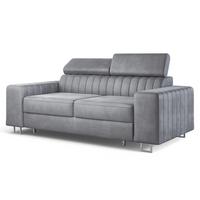 BETTSOFA SOLAN Hellgrau Velours-Stoff mit Schlaffunktion - Hellgrau, Holz/Textil (194/88/90cm) - MASSENO