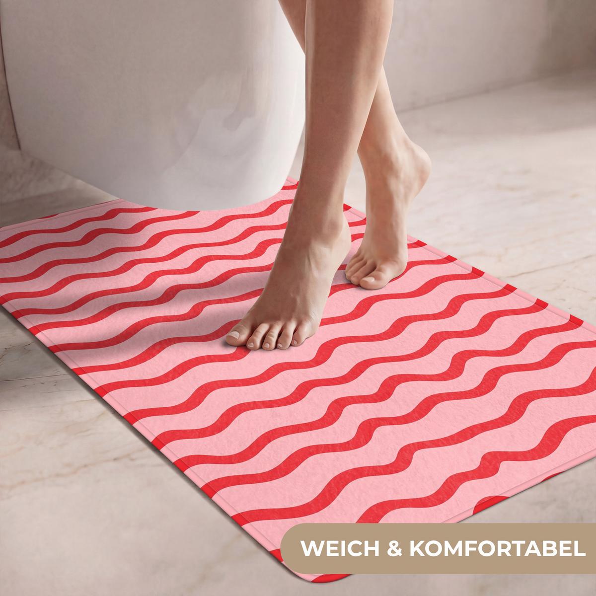WC-VORLEGER Verspielt - Muster - Rot Toilettenvorleger 60x90 cm - Rosa, Textil (60/1cm) - OnlyWow
