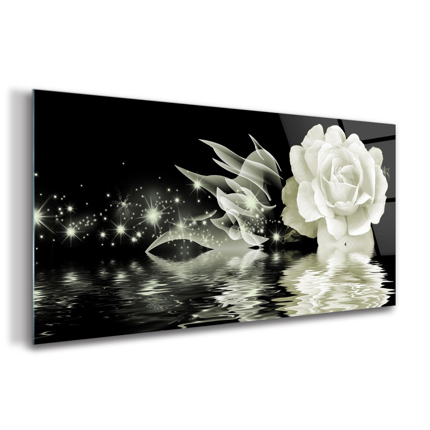 GLASBILD 140x70 cm Die Rose - Schwarz, Glas (140/70cm) - TULUP
