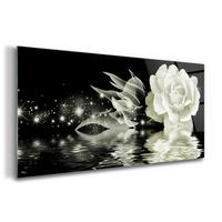 GLASBILD 140x70 cm Die Rose - Schwarz, Glas (140/70cm) - TULUP