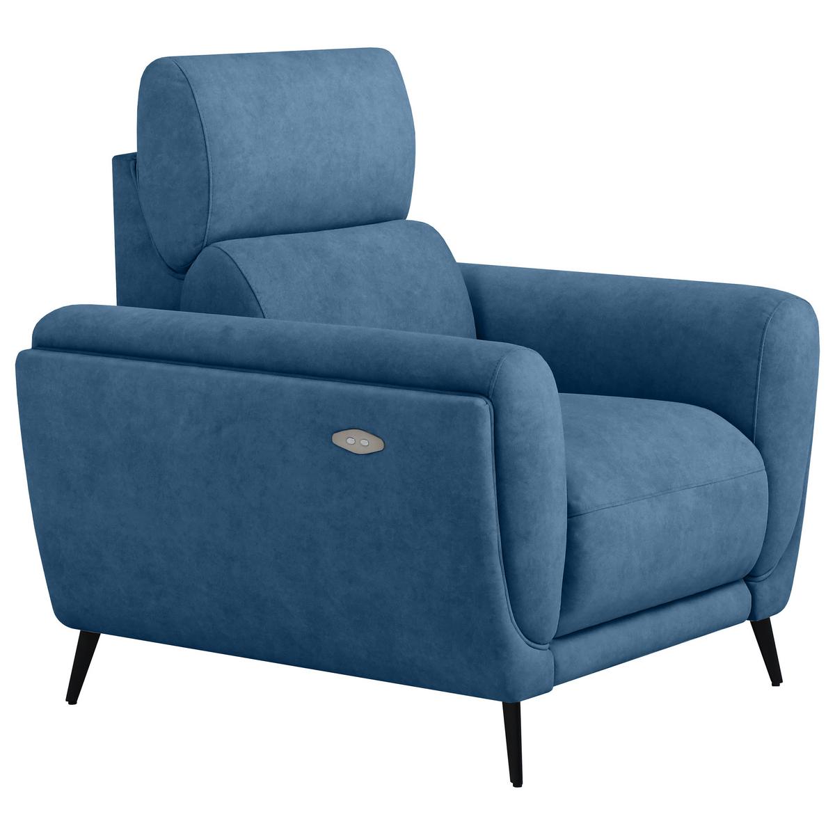 RELAXSESSEL Comfort, mit elektrischer Verstellung und verstellbarer Kopfstütze, Blau - Blau/Schwarz, Textil (103/97/102cm) - Beautysofa