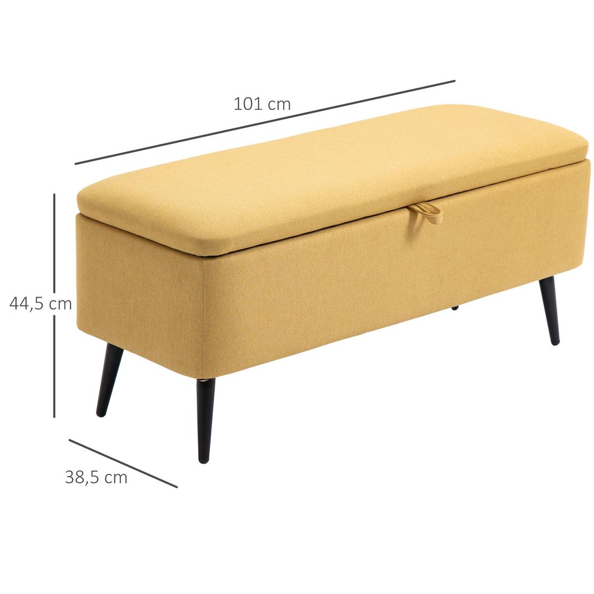 TRUHENBANK mit Stauraum Leinenoptik 101x38,5x44,5 cm - Gelb, Kunststoff (38.5/44.5/101cm) - HOMCOM