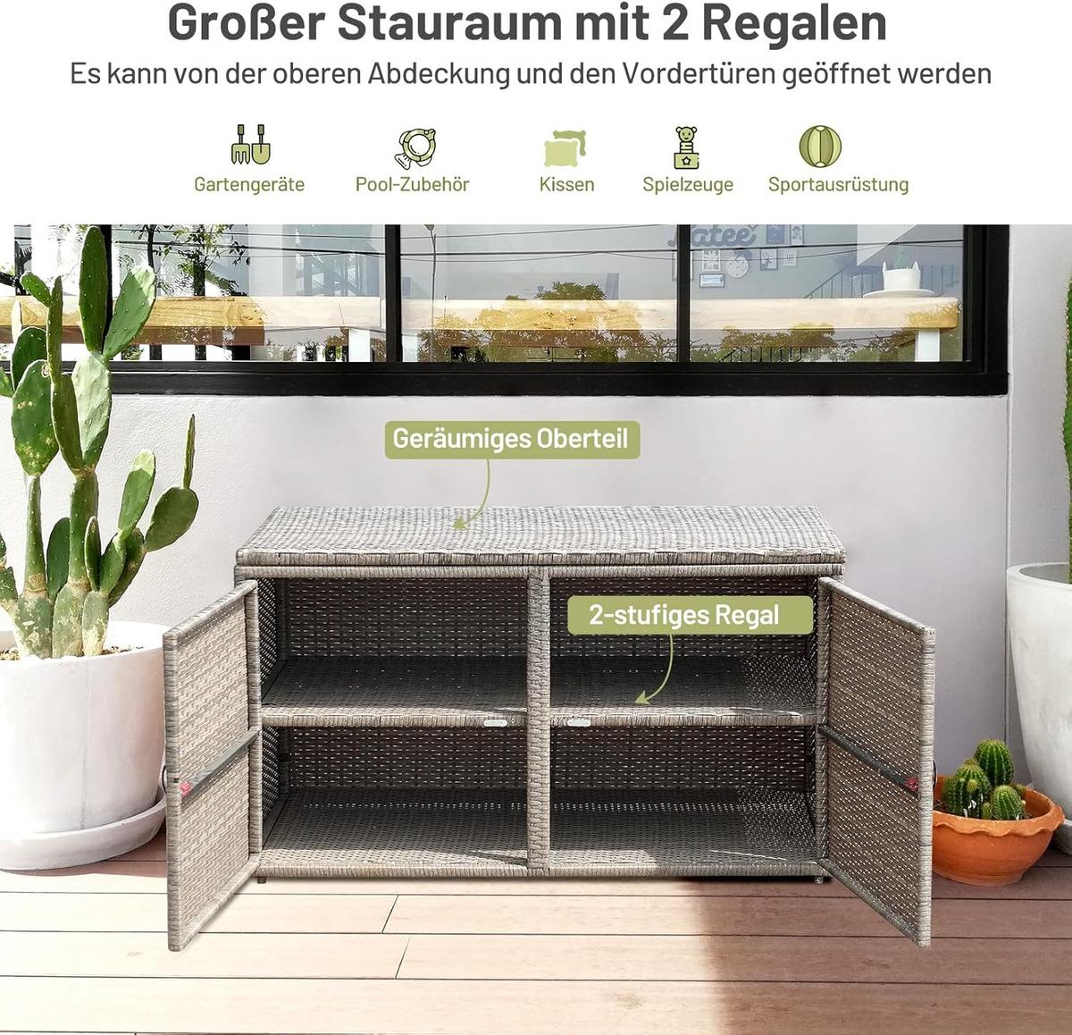 STAURAUM Grau - Grau, Naturmaterialen (115/65/60cm) - COSTWAY
