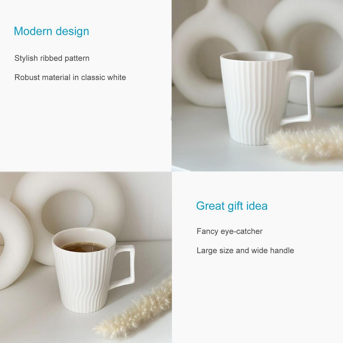 KAFFEETASSE 400 ml (4-tlg.) - Weiß, Keramik (9.4/10.5/12.5cm) - Intirilife