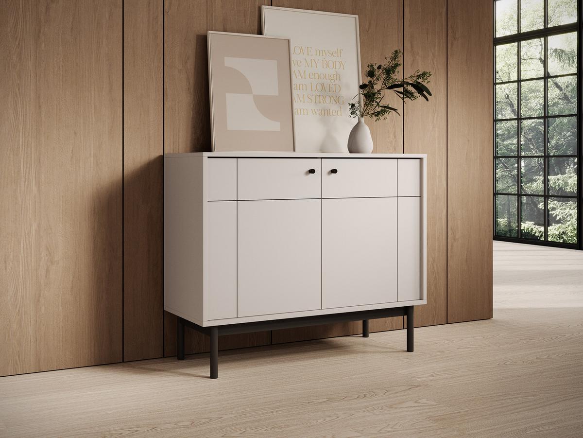SIDEBOARD Cypressa 2T Beige 104/83/39 cm – mit Beinen auf Gestell - Beige/Schwarz, Holzwerkstoff (104/83/39cm) - AX Living