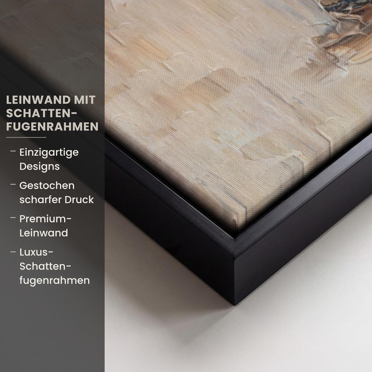LEINWAND Bilder mit Rahmen - Ölgemälde - Frau - Wein - 70x50 - Hellbraun, Textil (70/50cm) - MuchoWow