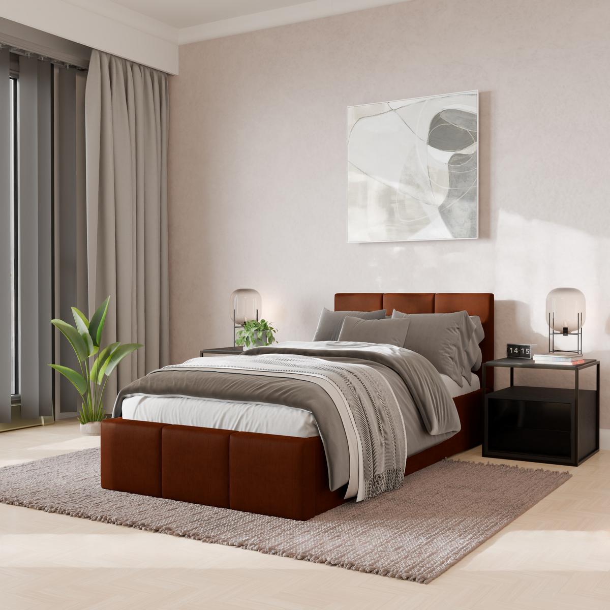 POLSTERBETT für Schlafzimmer Bett mit Stauraum Honigfarbe 90x200 - Honig, Holzwerkstoff/Metall (90/200cm) - Muralo