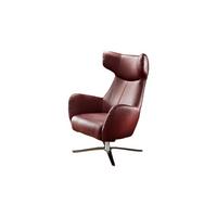 DREHSESSEL MIT WIPPFUNKTION RANDY Rot Leder Drehbar (180°) - Rot/Silberfarben, Leder (79/117/96cm) - KAWOLA