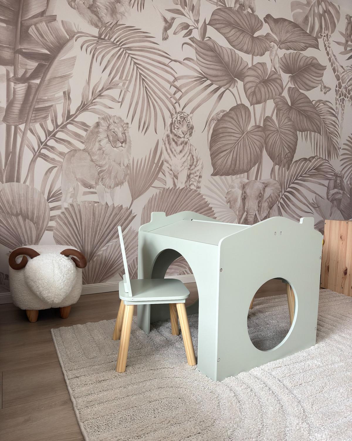 KINDERTISCH mit Stühlen Hellgrün Quilpie - Hellbraun, Holzwerkstoff (59/59/61cm) - Beliani