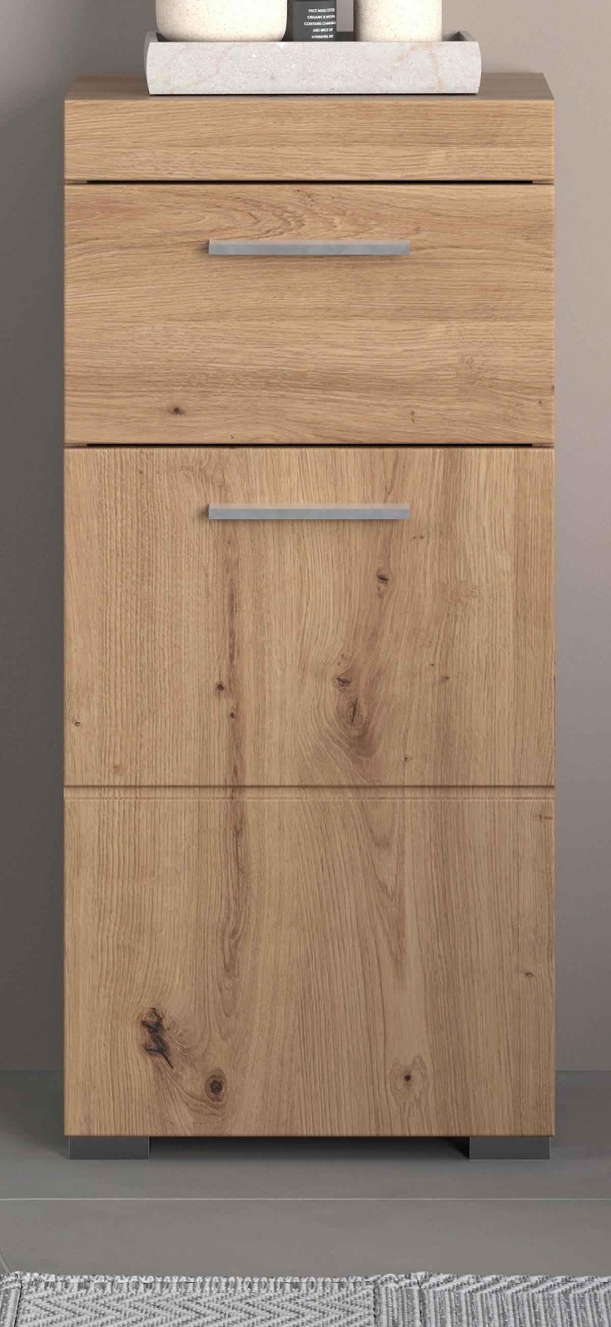 BADSCHRANK Asteiche 37 x 79 cm, Badezimmer Unterschrank in modernem Stil - Eichefarben, Holzwerkstoff/Kunststoff (37/79/31cm) - Top.Furn