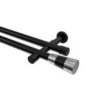 GARDINENSTANGE Prestige Tanara 140 cm, 2-läufig (ohne Ringe), 20 mm Ø Schwarz - Chromfarben/Schwarz, Metall (140cm) - INTERDECO