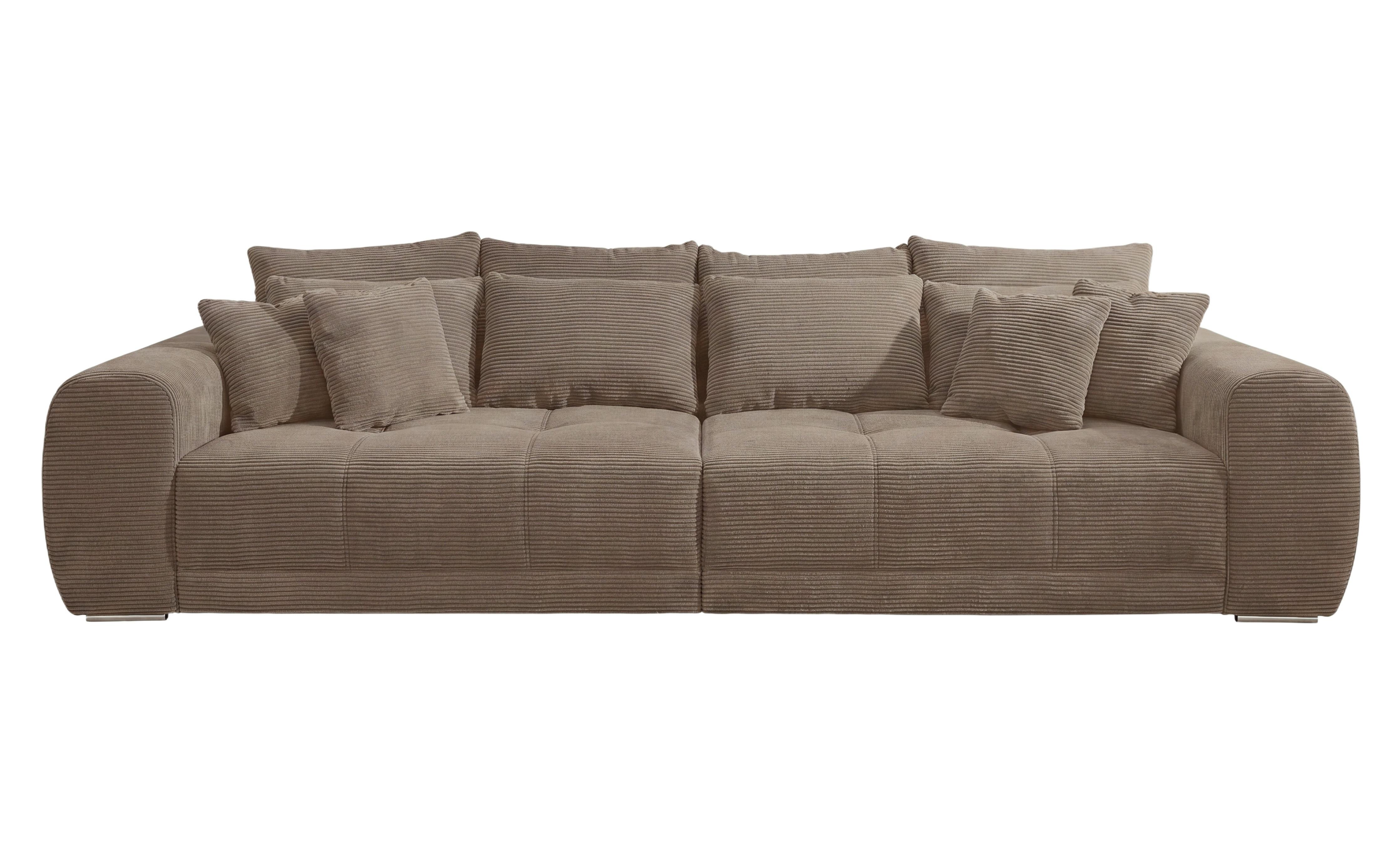BIG-SOFA Federkern B306/T134/H86 cm, Liegefläche 120x240 cm, Cord Braun Taupe / 15174 - Chromfarben/Braun, Textil/Metall (306/86/134cm) - luma-home