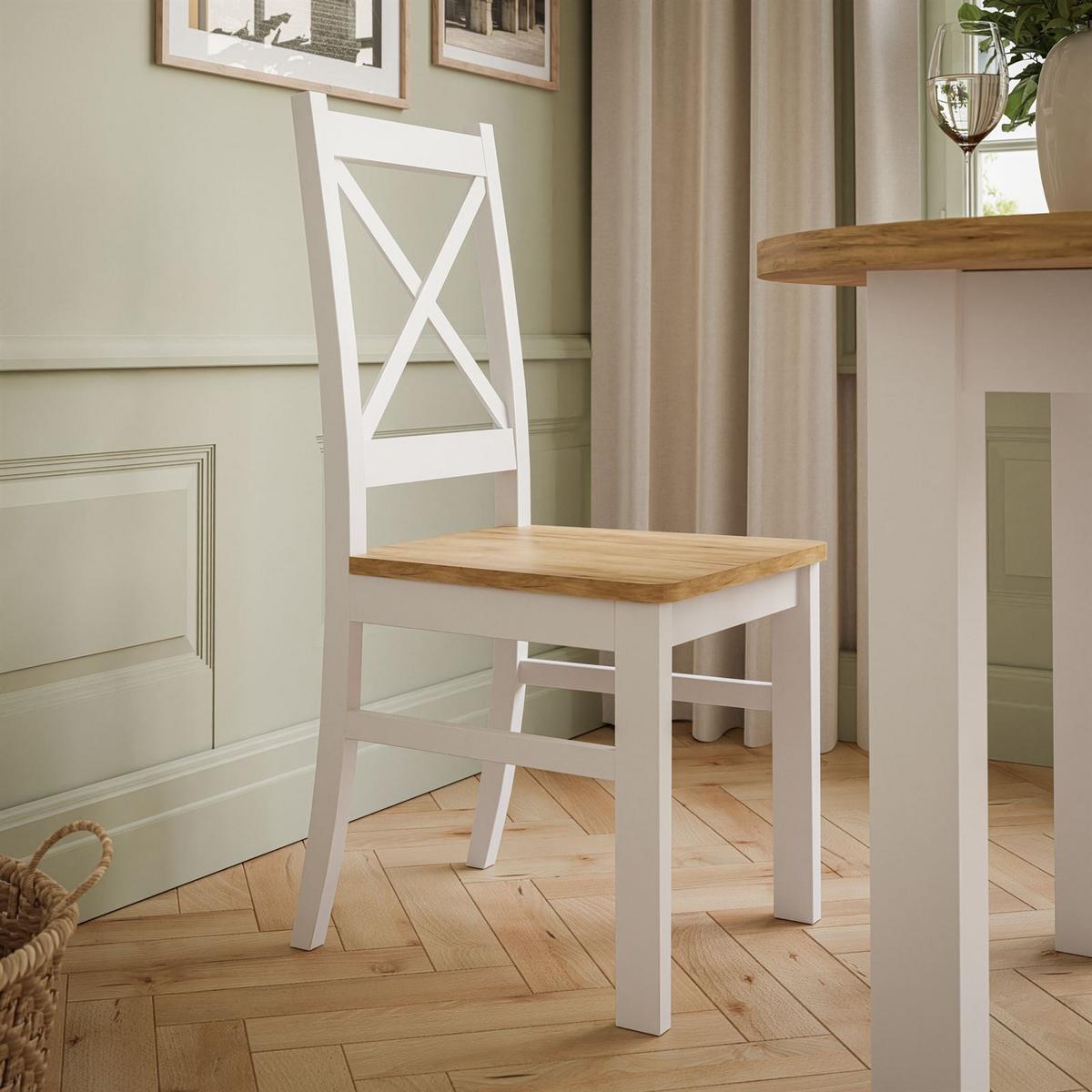 ESSZIMMERSET OLEA Tisch + 4 Stühle - Eichefarben/Weiß, Holzwerkstoff (100/77/100cm) - Lookway