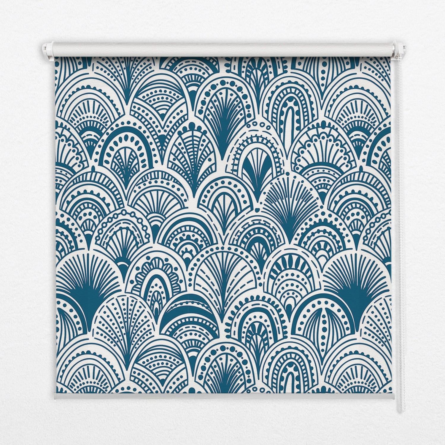 INNENROLLO - Fensterrollo - Rollo - 150x180 cm - Blaues Muster - Blau, Kunststoff (150/180/0.5cm) - TULUP