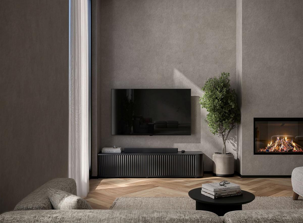 TV-LOWBOARD Aurora Schwarz matt 140 cm mit niedrigen Füßen - Schwarz, Holzwerkstoff (140/31/35cm) - Meble Lindner