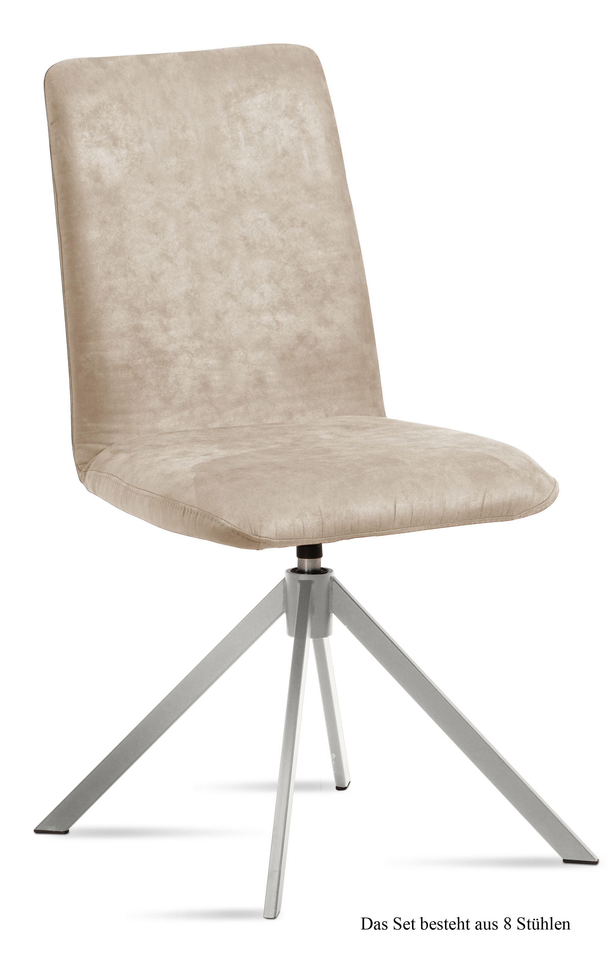 ESSZIMMERSTUHL drehbar (8er-Set) Dozene 47x92x60 Edelstahl/Natur - Edelstahlfarben/Naturfarben, Kunststoff (60/92/47cm) - 58aufmkessel