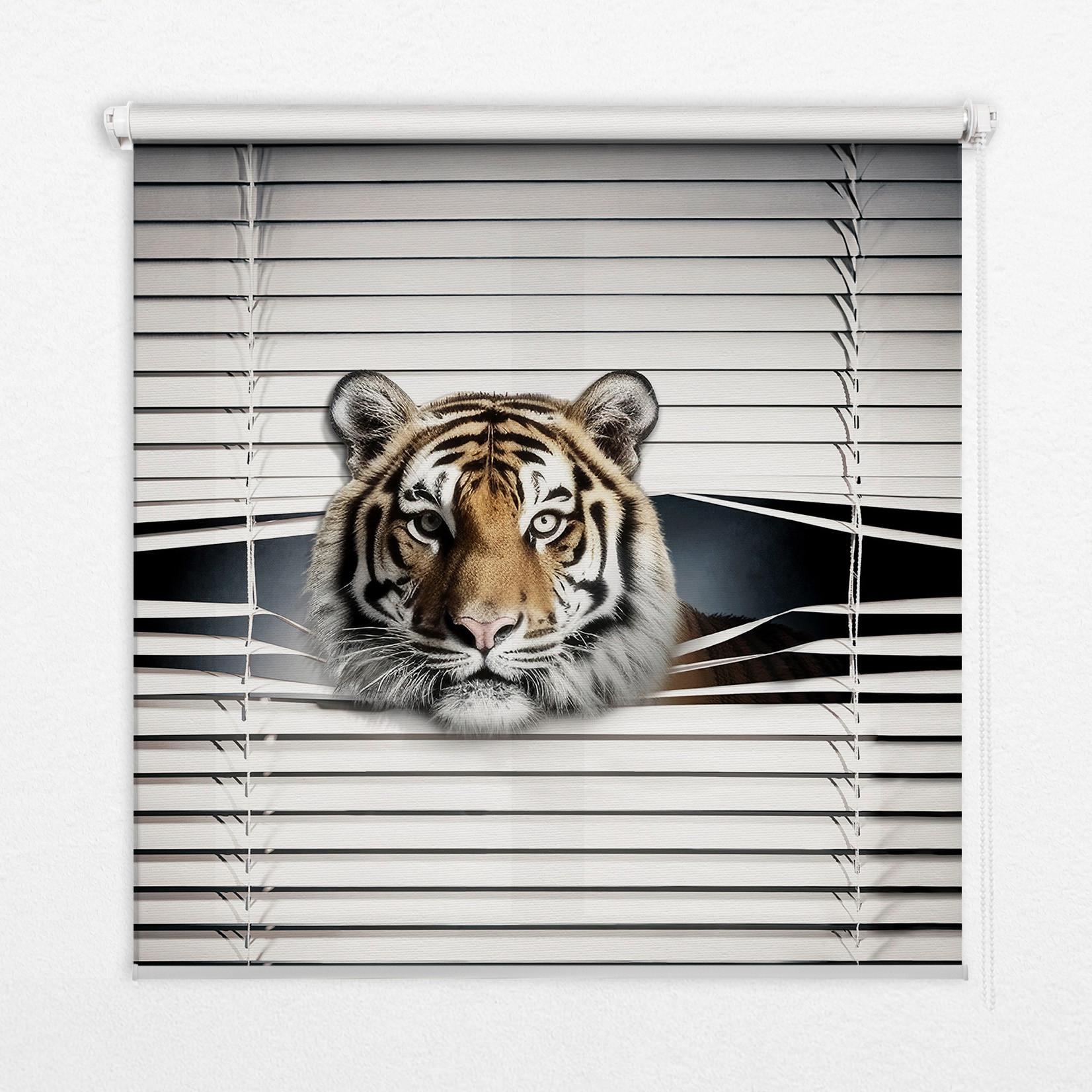INNENROLLO - Fensterrollo - Rollo - 130x140 cm - Tiger - Grau, Kunststoff (130/140/0.5cm) - TULUP