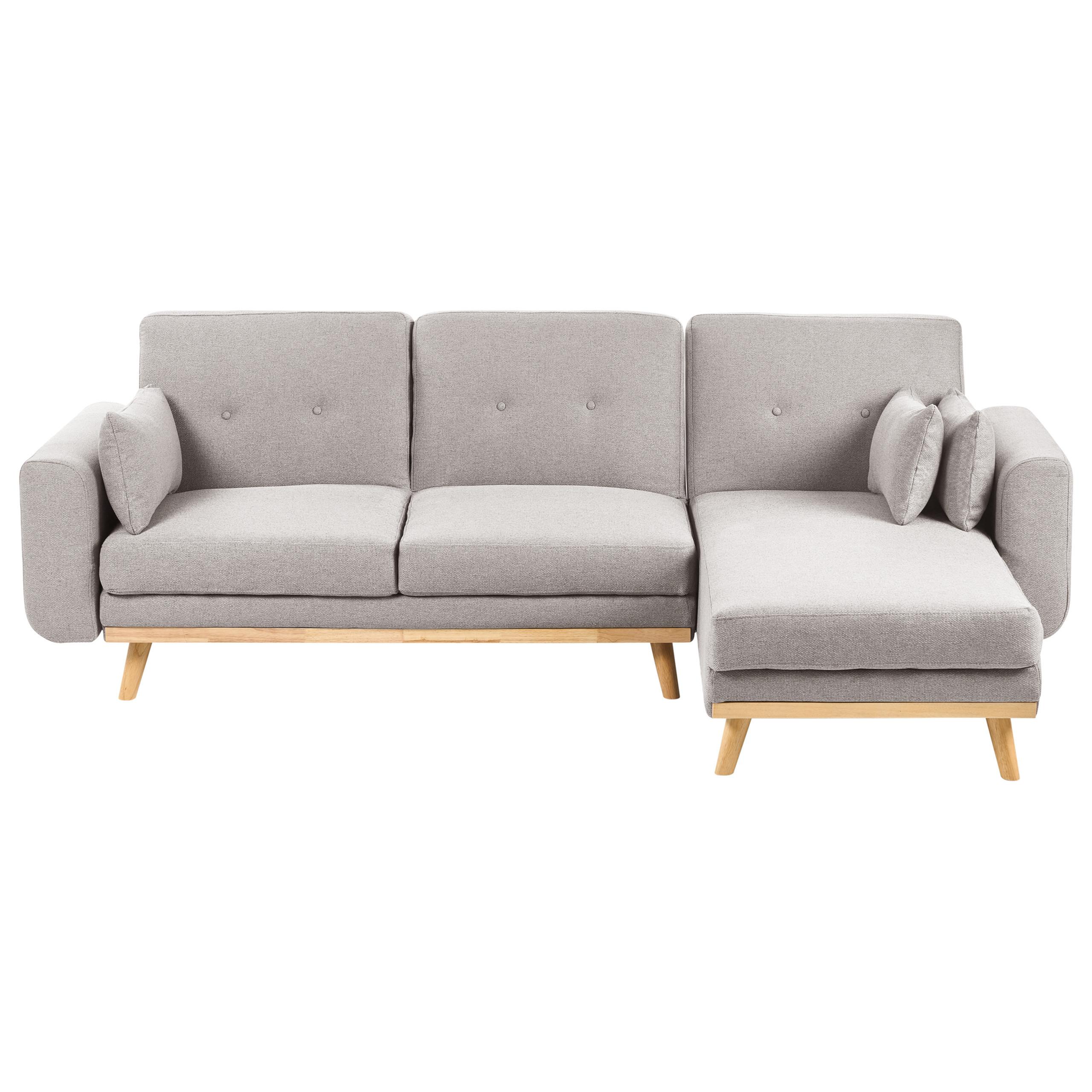 ECKSCHLAFSOFA 3-Sitzer Stoff Grau linksseitig Kaarina - Hellbraun, Textil (260/152cm) - Beliani