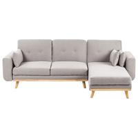 ECKSCHLAFSOFA 3-Sitzer Stoff Grau linksseitig Kaarina - Hellbraun, Textil (260/152cm) - Beliani